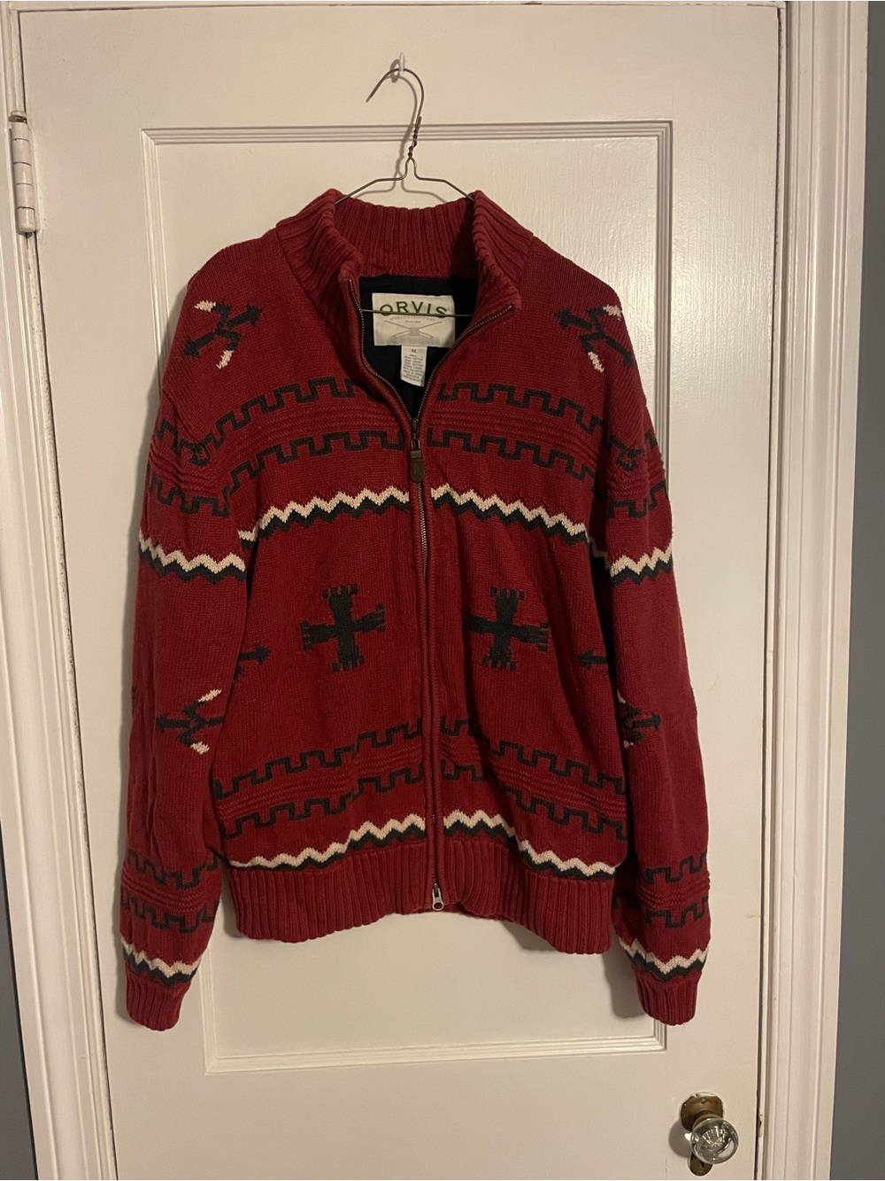 Vintage ORVIS Badlands Tribal Southwest Aztec Full Zip Cardigan - Men’s Medium